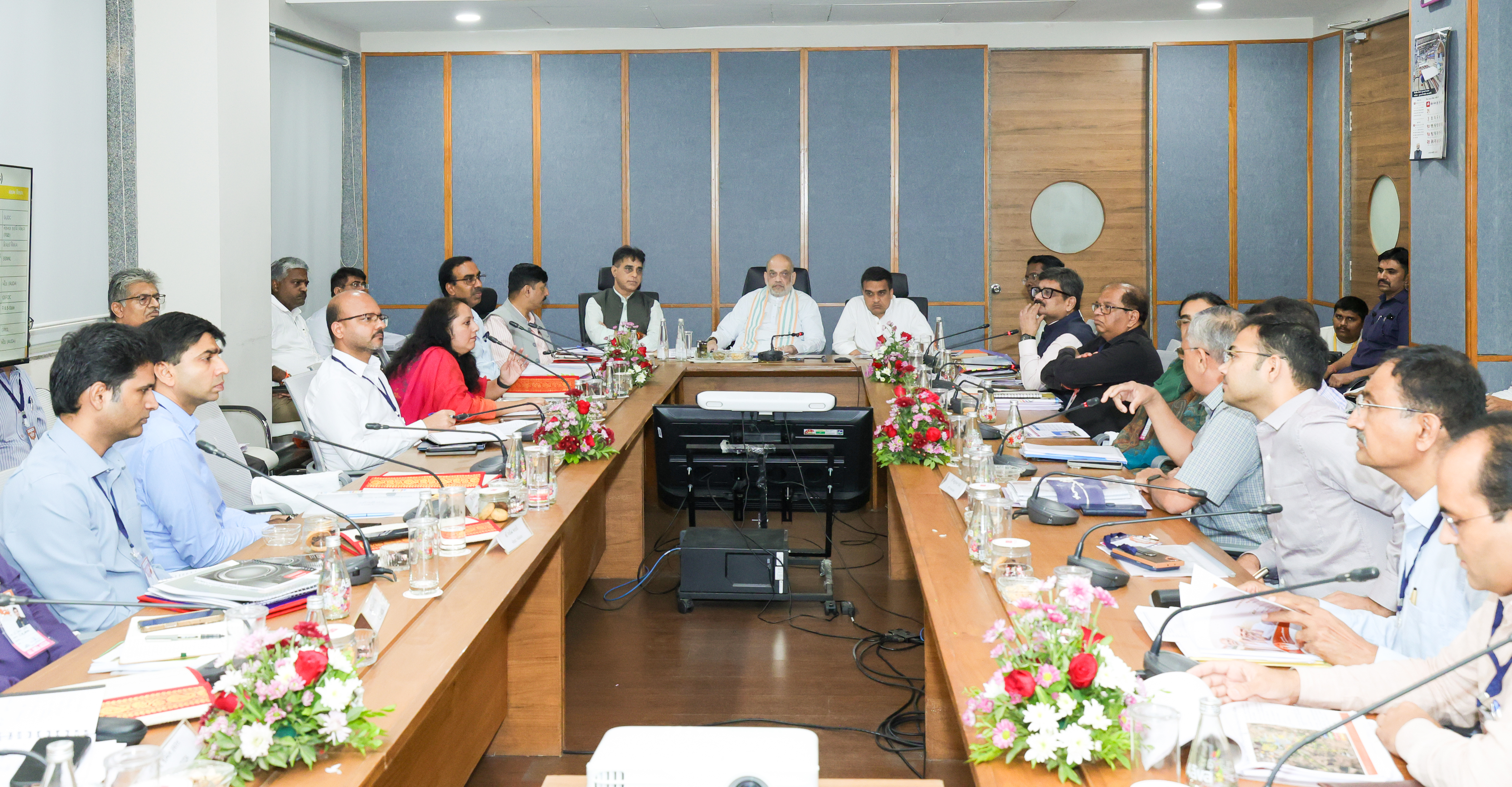 Union Home Minister and Minister of Cooperation Shri Amit Shah reviews development works related to GUDC and Mansa Municipality in Ahmedabad, Gujarat.
