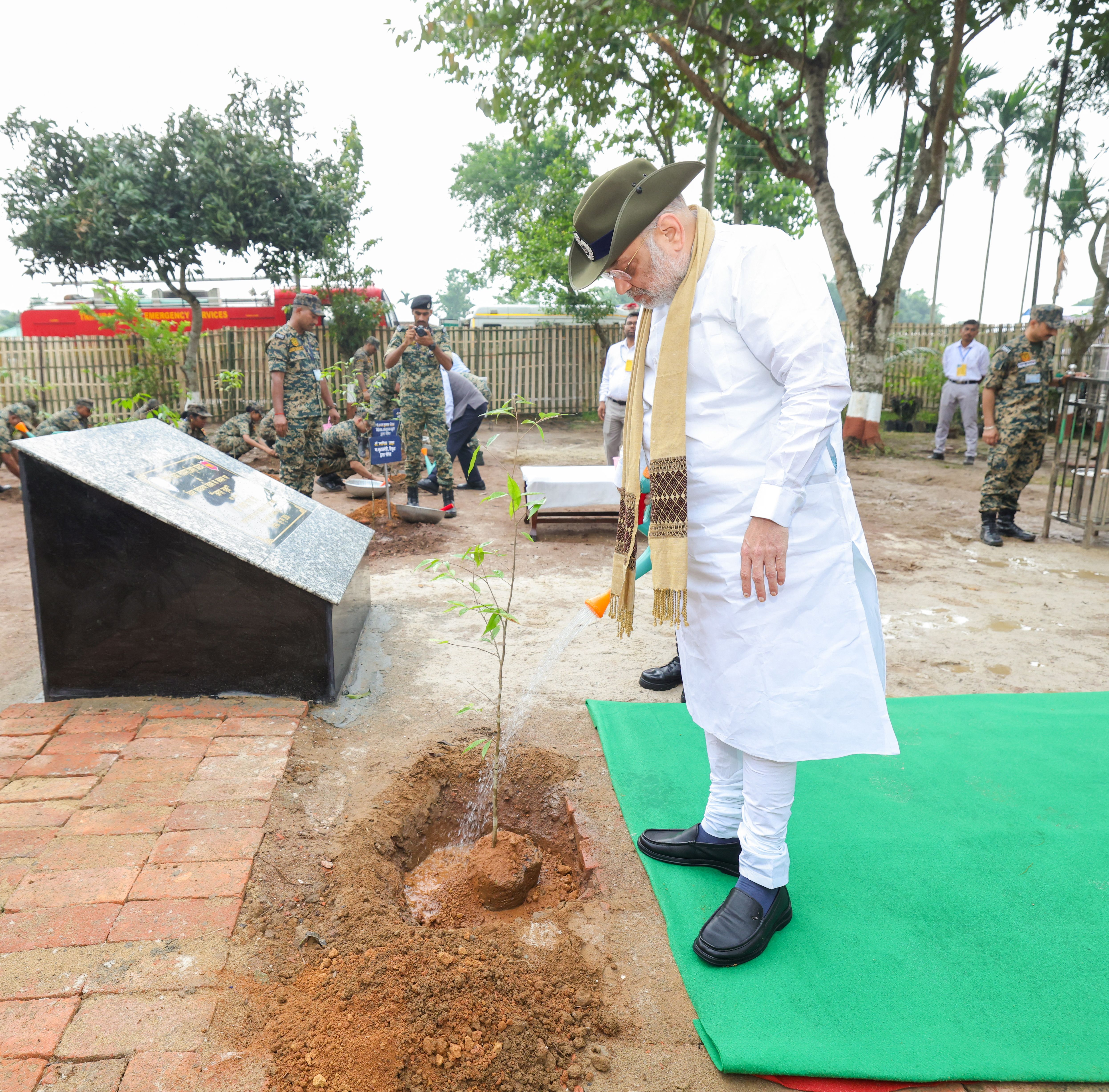 Union Home Minister and Minister of Cooperation Shri Amit Shah planted a sapling of 'Agarwood' tree at the Lankamura Border Outpost on the India-Bangladesh Border in Tripura On the occasion of World Environment Day