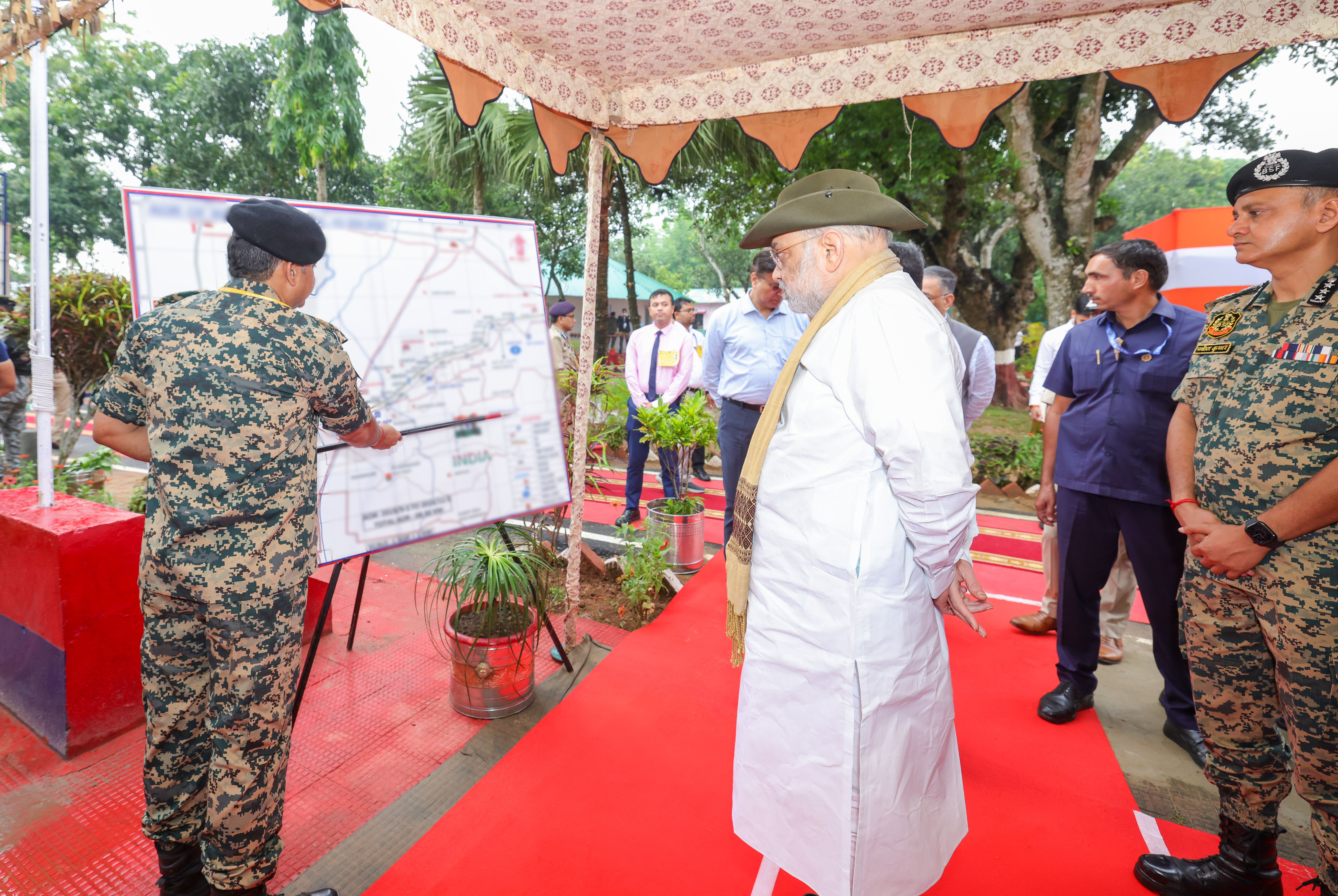 Union Home Minister and Minister of Cooperation Shri Amit Shah Inspected the latest weaponry of the BSF at Lankamura Border Outpost on the India-Bangladesh Border in Tripura