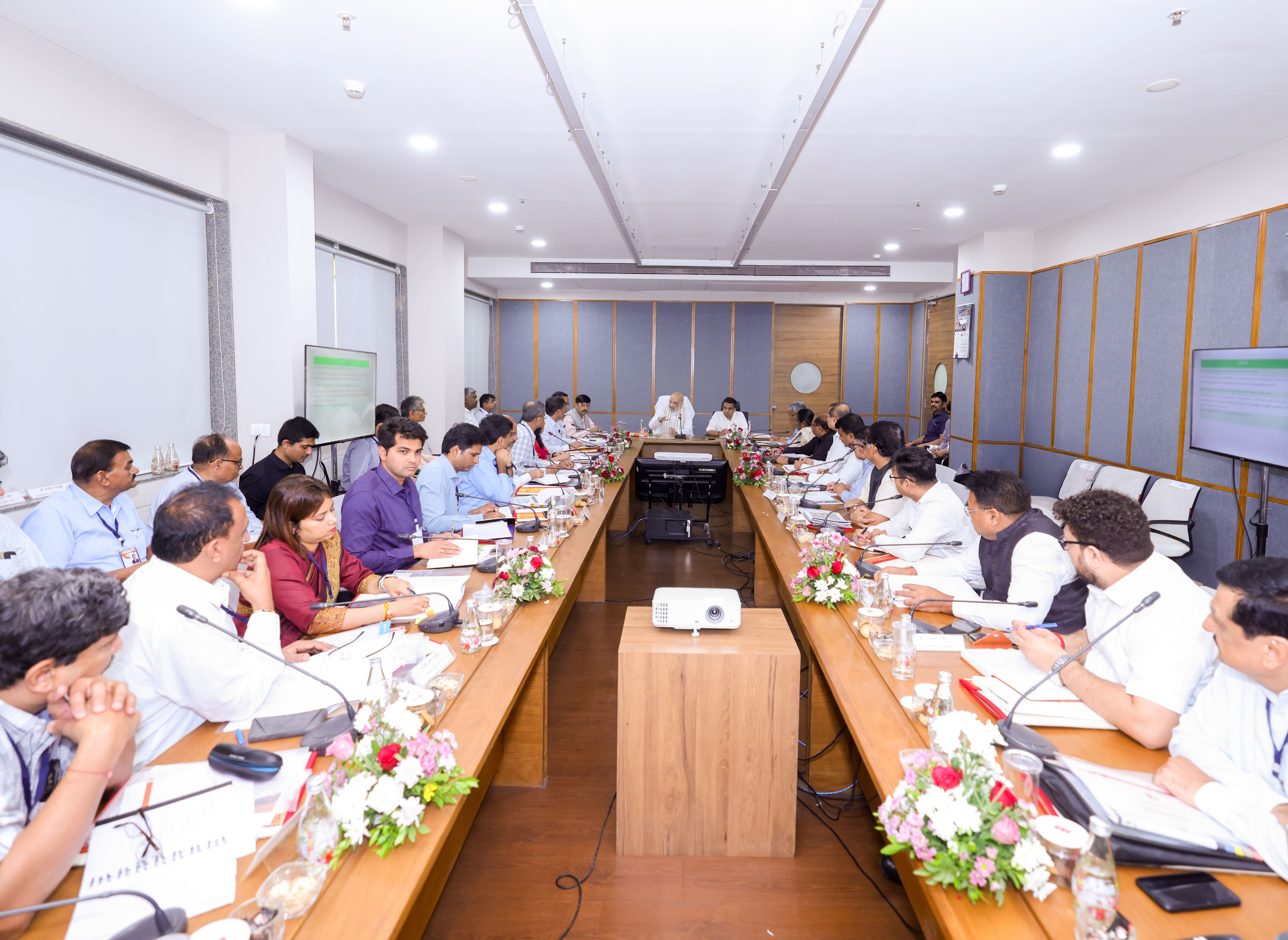 Union Home Minister and Minister of Cooperation Shri Amit Shah addresses a review meeting on the ongoing tree plantation activities under the ‘Green Lok Sabha – Gandhinagar Lok Sabha’ initiative in Ahmedabad, Gujarat.