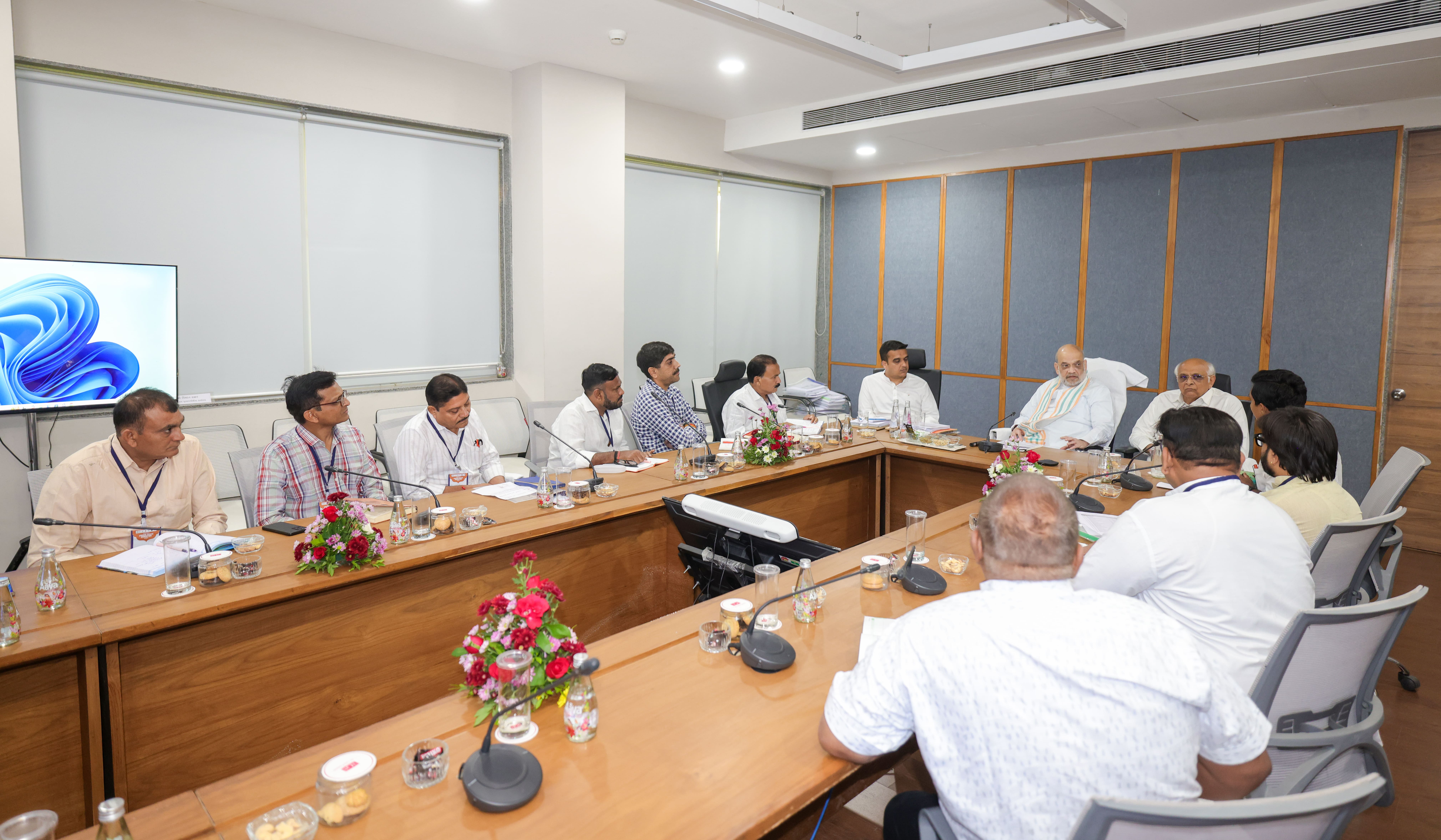 Union Home Minister and Minister of Cooperation Shri Amit Shah took a meeting in Gandhinagar, Gujarat.