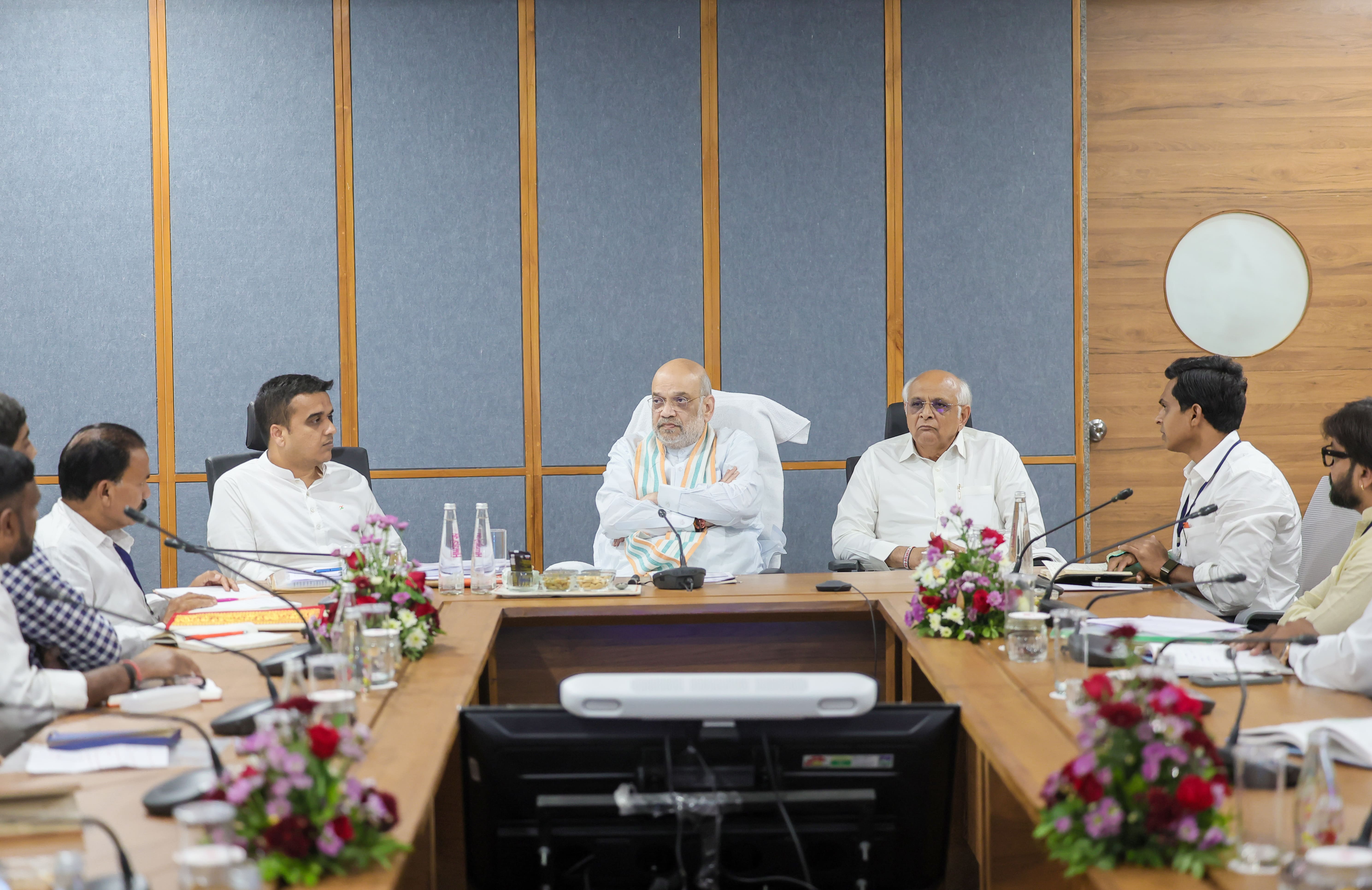 Union Home Minister and Minister of Cooperation Shri Amit Shah took a meeting in Gandhinagar, Gujarat.