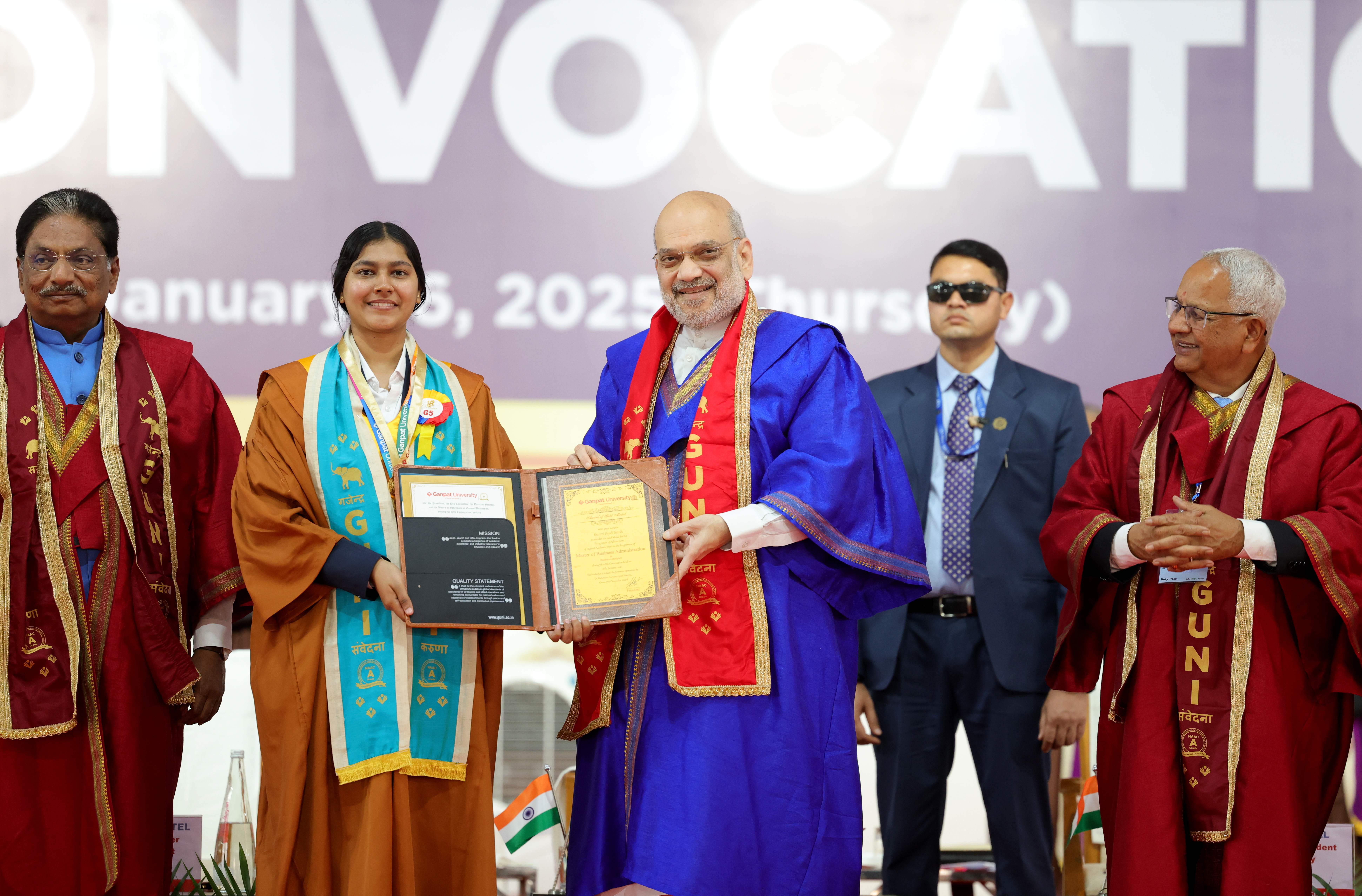 Union HM and Minister of Cooperation, Shri Amit Shah, addresses the 18th convocation of Ganpat University in Mahesana, Gujarat.