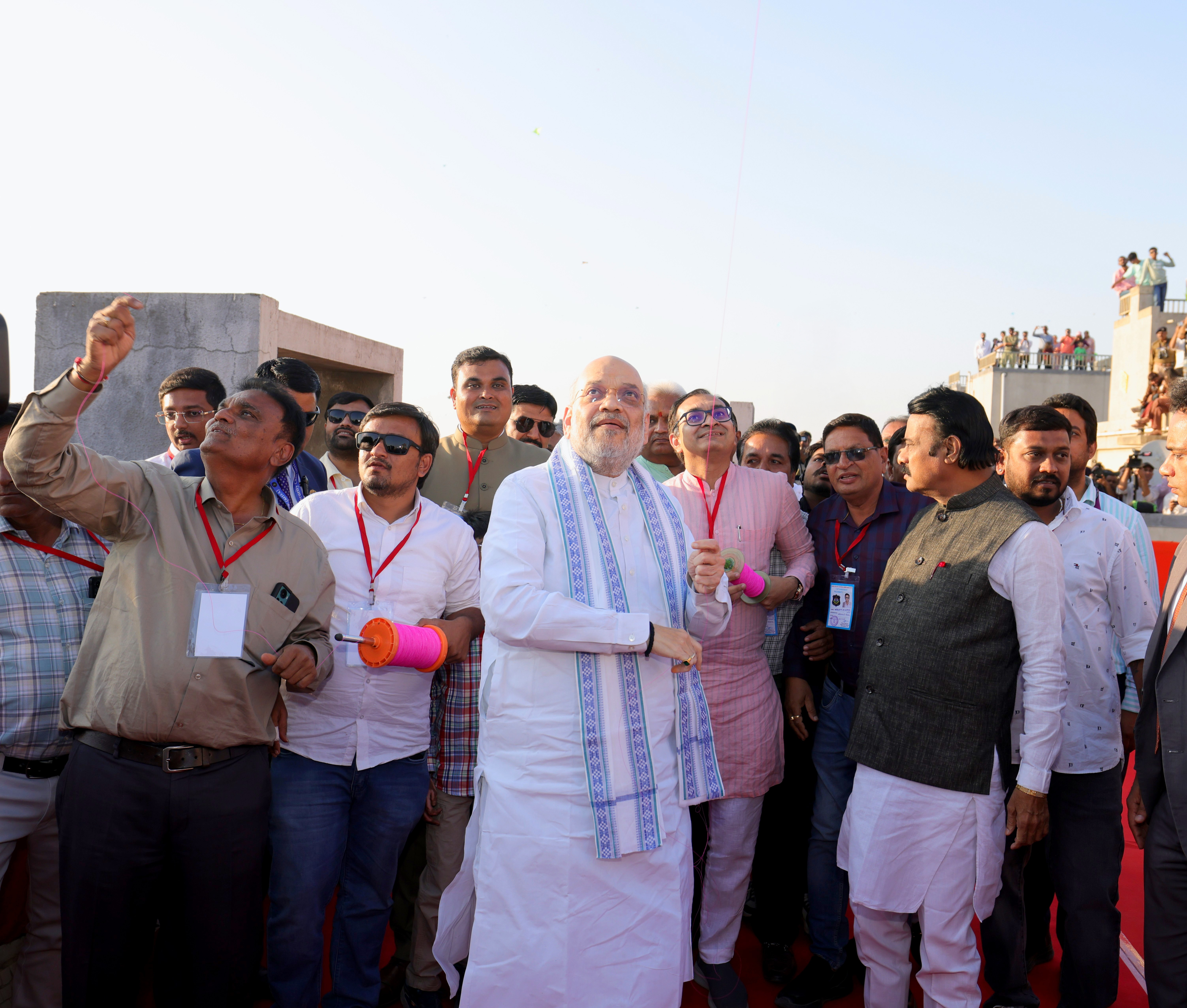 Shri Amit Shah today participated in the kite festival (Patangotsav) in Akhbarnagar (Nava Vadaj Ward) of his parliamentary constituency in Gujarat.
