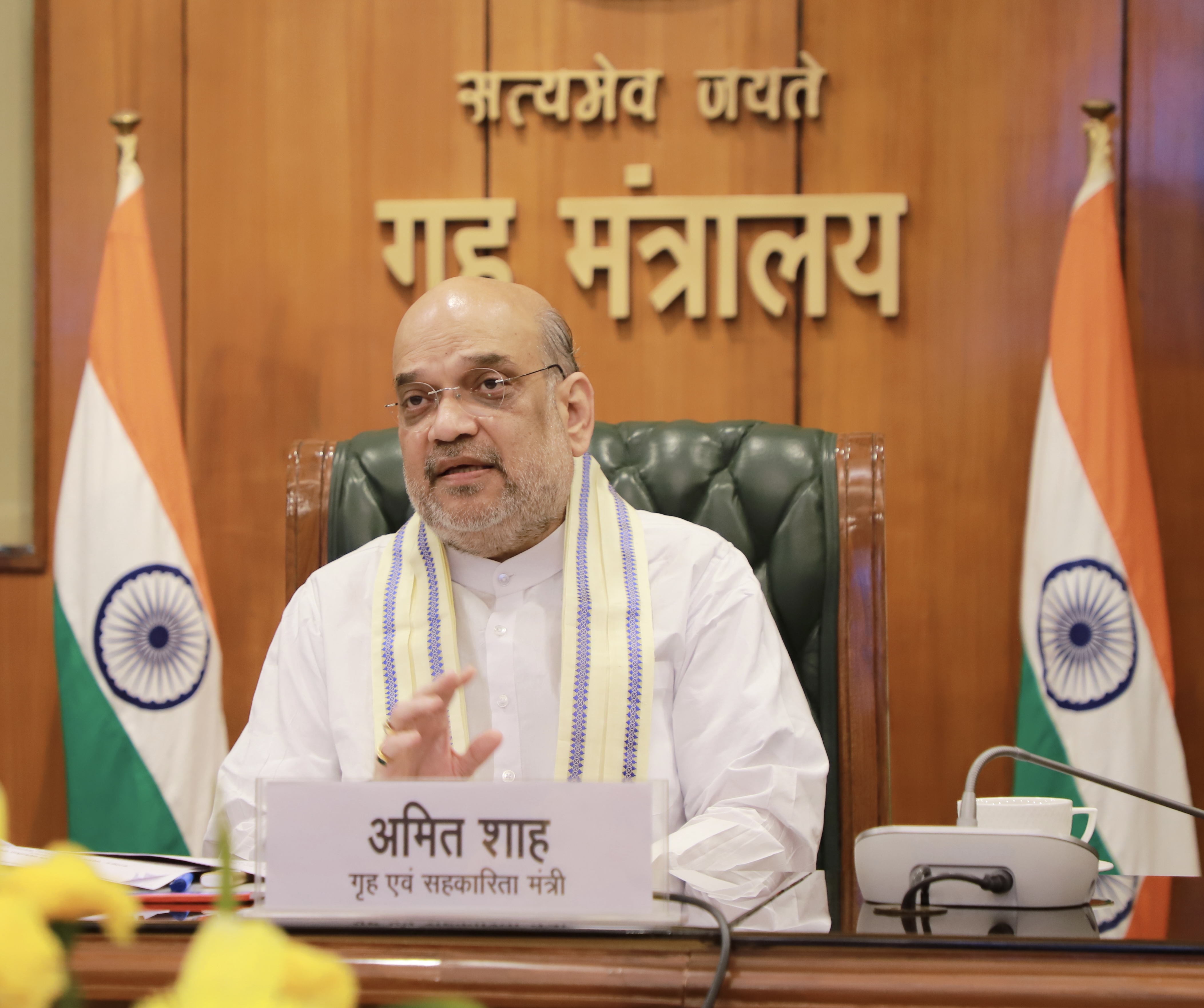 Shri Amit Shah , through video conferencing lays the foundation stone of Sadguru Parampujya Moredada Charitable Hospital