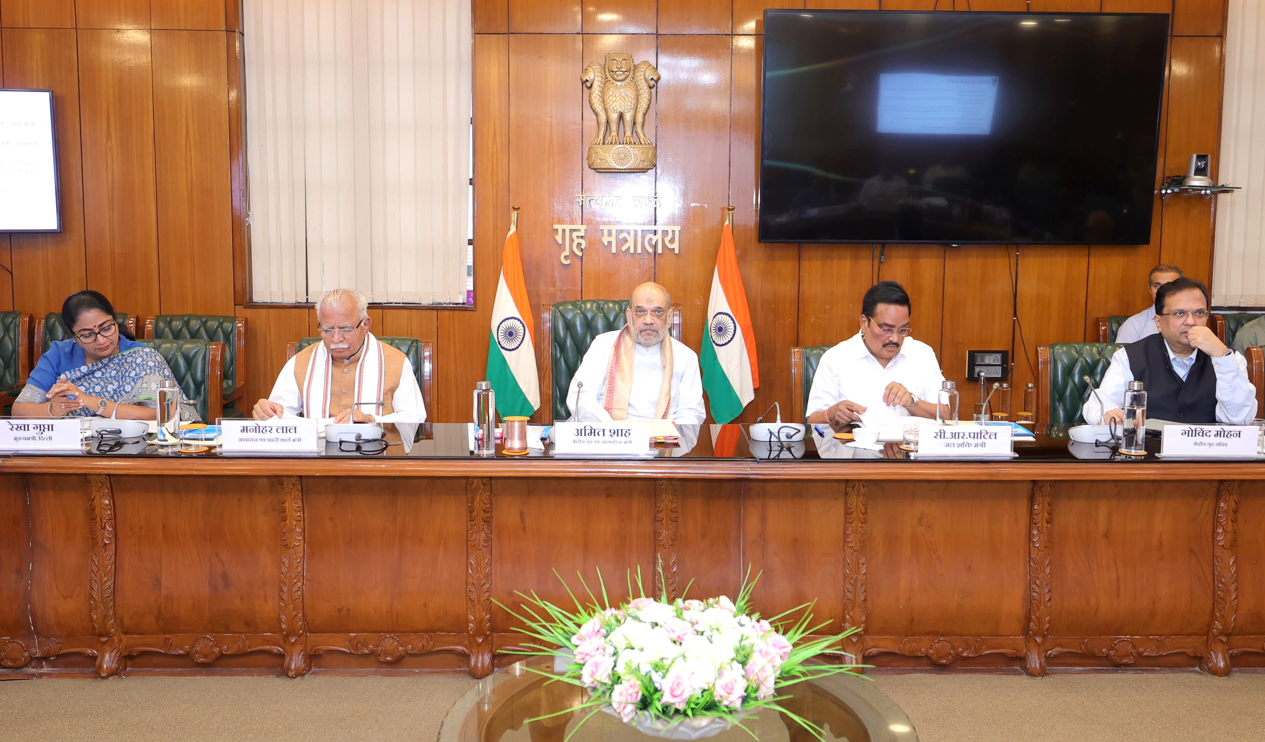 Shri Amit Shah chairs a high-level review meeting on Yamuna rejuvenation in New Delhi.