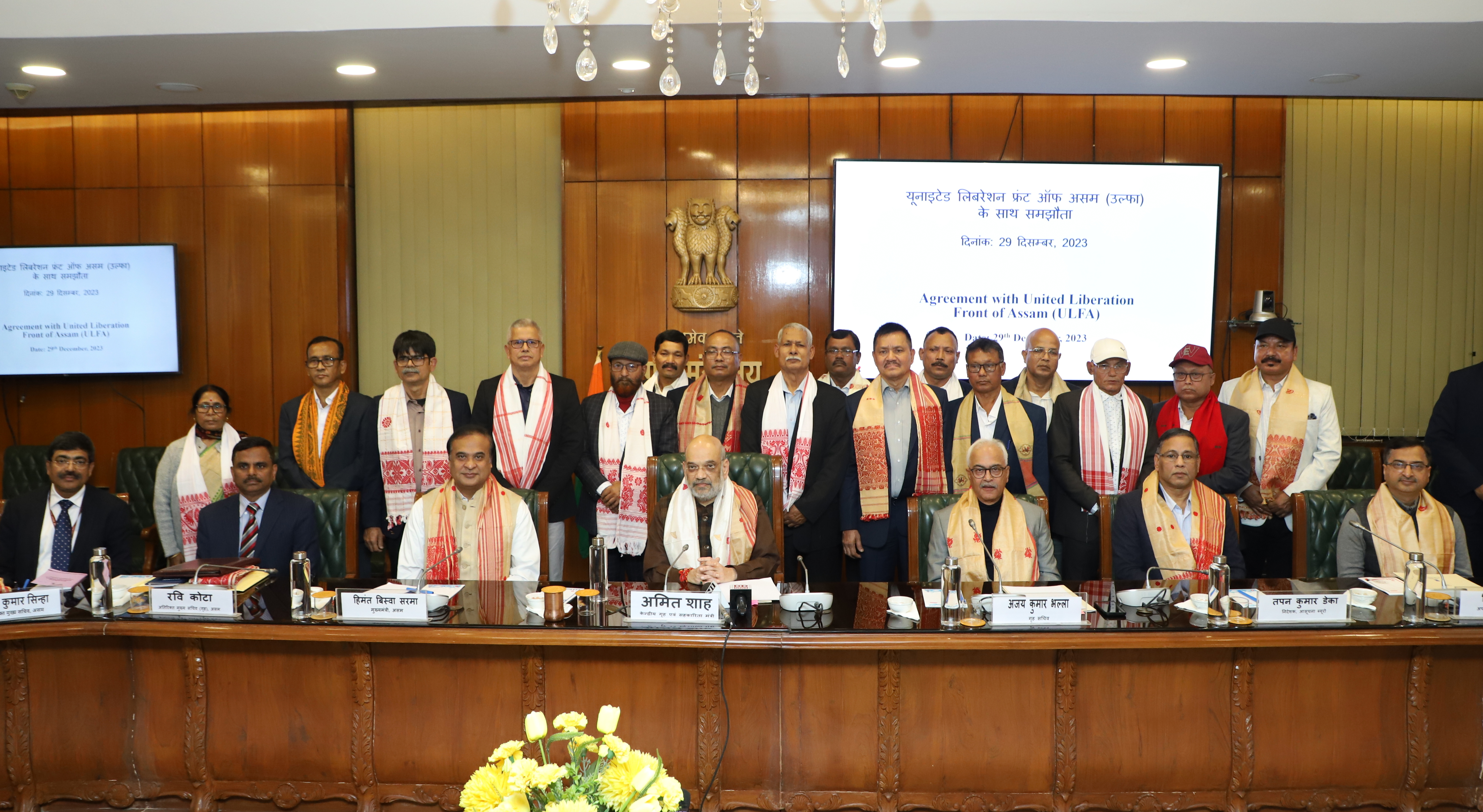  Shri Amit Shah  at the signing of a memorandum of settlement with ULFA, in New Delhi